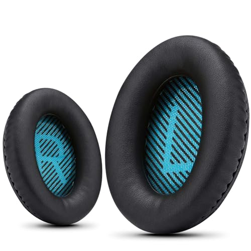 Krone Kalpasmos -Ohrpolster für Bose Kopfhörer, kompatibel mit Bose QuietComfort 35 II / QC35 / QC25 / QC2 / QC15 / Ae2 / Ae2i / Ae2w / SoundTrue & SoundLink (Over-Ear) Blau/Schwarz von Krone Kalpasmos