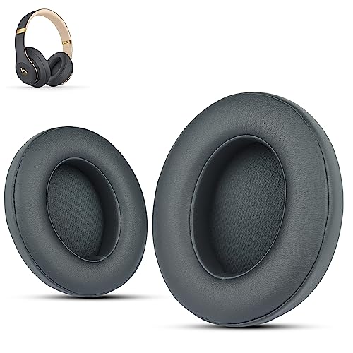 Krone Kalpasmos Earpad Ersatz für Beats Studio 2 & 3 Wireless/Wired Kopfhörer, Ohrpolster Premium Protein Leder Memory Foam mit Kits, Super Bequem Einfach zu Installieren - Grau von Krone Kalpasmos