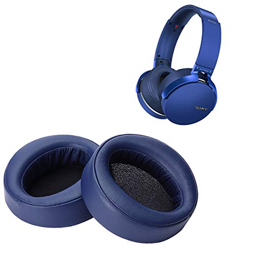 Krone Kalpasmos Ersatz-Ohrpolster für Sony MDR-XB950BT MDR-XB950B1 Kopfhörer, weiches Protein-Leder, Memory-Schaum, Over-Ear-Ohrpolster, Sony Headset-Reparatur-Zubehör, mit PU-Leder-Tasche, Blau von Krone Kalpasmos