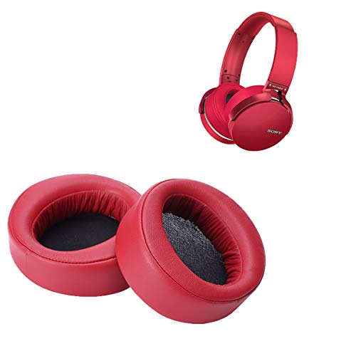 Krone Kalpasmos Ersatz-Ohrpolster für Sony MDR-XB950BT MDR-XB950B1 Kopfhörer, weiches Protein-Leder, Memory-Schaum, Over-Ear-Ohrpolster, Sony Headset-Reparatur-Zubehör, mit PU-Leder-Tasche, Rot von Krone Kalpasmos