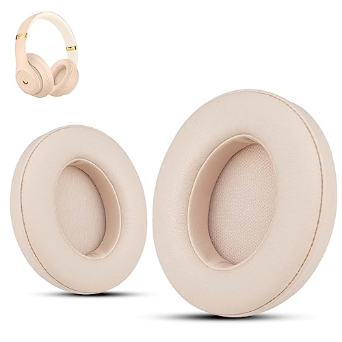 Krone Kalpasmos Ohrpolster Ersatz für Beats Studio 3 Wireless, kompatibel mit Beats Studio 2 & 3 Wired/Wireless/Modell B0501/Modell B0500 Kopfhörer, Proteinleder & Memory-Schaum, Satin Gold von Krone Kalpasmos