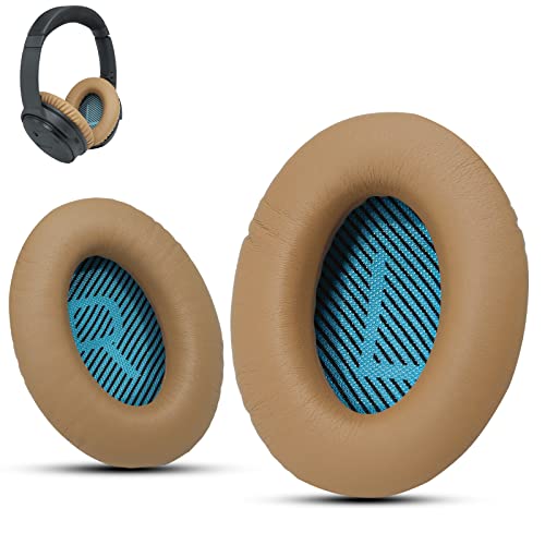 Krone Kalpasmos Premium Ohrpolster Ersatz für Bose Kopfhörer Ohrpolster kompatibel mit Bose QuietComfort 35 ii / QC35 / QC25 /QC2 /QC15 /Ae2 /Ae2i/Ae2w/SoundTrue & SoundLink von Krone Kalpasmos，Beige von Krone Kalpasmos