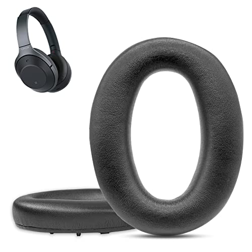 Sony WH-1000XM2 Ohrpolster, Krone Kalpasmos Ersatz-Ohrpolster kompatibel mit MDR-1000X Kopfhörer, super weiches Protein-Leder Memory Foam Kissen Kunststoffschnallen Teilen; Ledertasche - Schwarz von Krone Kalpasmos