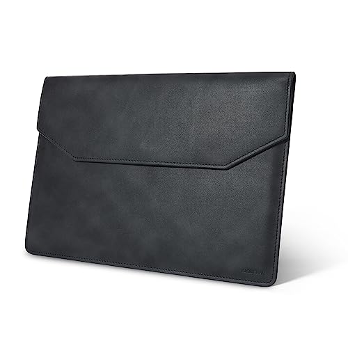 Kronemar 16 Zoll Premium Vollnarbenleder Laptop Sleeve Hülle - Kompatibel mit MacBook Pro M1/M2/M3/M4 (2019-24) & Air 15 Zoll (2023-24) - Loose Fit, Razer Blade 15, Microsoft Surface 3 - Schwarz von Kronemar