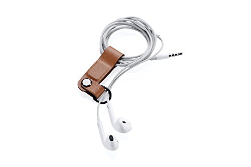 Kronya® | Kopfhörerhalter aus Leder | Etui Fitness Halter Halterung In-Ear Kabel Kopfhörer Kopfhörerständer Ohrhörer On-Ear Organizer | Kompatibel mit Apple iPhone Samsung Galaxy | 2 (Hellbraun) von Kronya