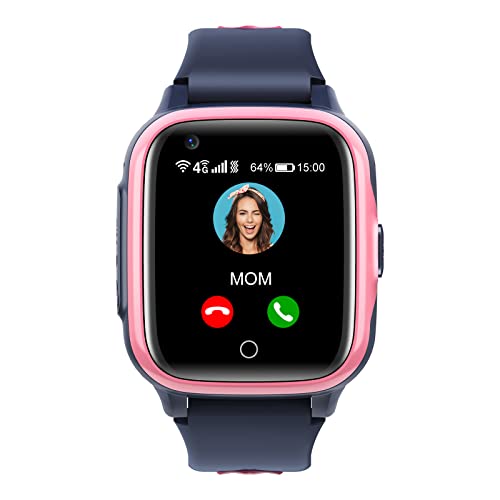 Kinder Smartwatch mit GPS und Telefon Uhr 4G WiFi Videoanruf SOS Kamera Wasserdicht Nachricht Wecker Stoppuhr Klassenmodus Musik Player Vibrationsbenachrichtigung Geschenk für Jungen und Mädchen Rosa von Krostming