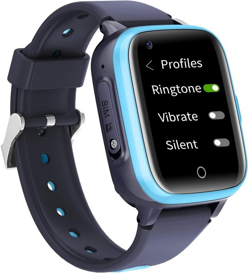 Krostming Klassenmodus Musik Player Vibrationsbenachrichtigung Geschenk Smartwatch (1.4 Zoll, Andriod iOS), mit GPS und Telefon 4G WiFi Videoanruf SOS Kamera WasserdichtNachricht von Krostming
