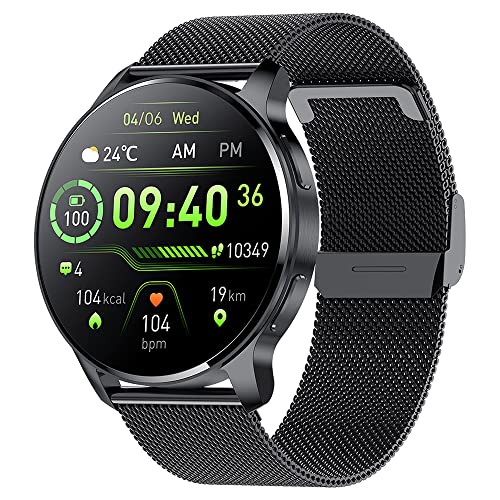 Smartwatch Damen Herren mit Telefonfunktion Rund 360 * 360 Auflösung IP67 Wasserdicht Herzfrequenz SpO2 Blutdruckmessung 20 Sportmodi APP Benachrichtigungserinnerung Kompatibel mit iPhone Android von Krostming