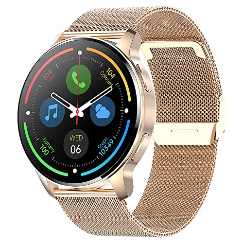 Smartwatch Damen mit Telefonfunktion Uhr Rund Rosegold 360*360 Auflösung IP67 Wasserdichte Herzfrequenz-SpO2-Blutdruckmessung 20 Sportmodi APP Benachrichtigungserinnerung Kompatibel mit iPhone Android von Krostming