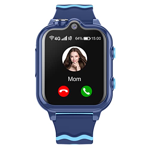 Smartwatch Kinder mit GPS und Telefon Uhr 4G WiFi Videoanruf SOS 2 Kameras Wasserdicht SMS Wecker Stoppuhr Klassenmodus Unbekannten Anruf Ablehnen Musik Video Player Geschenk für Jungen Mädchen von Krostming