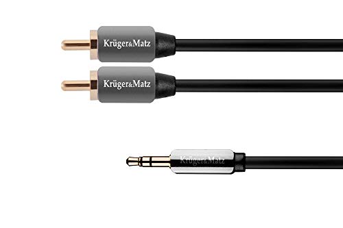 Krüger&Matz KM0309 Cinchkabel Stereo 3,5 mm Klinke auf 2x Cinch, 1m grau/lila von Krüger&Matz