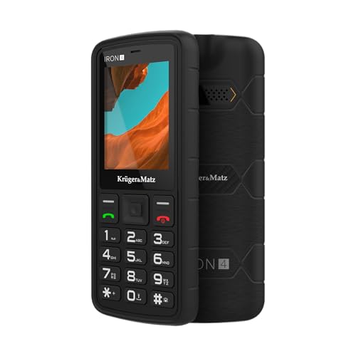 Krüger&Matz KM0467 Iron 4 4G Outdoor Handy 6.09 cm (2,4 Zoll) QVGA Dual SIM, IP68 sehr robust, 128MB Schwarz von Krüger&Matz