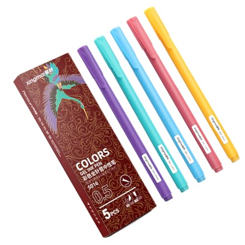 Krujecnt Bunte Schreibstifte Mit Glatter Schrift, 5 Farben Schnelltrocknende Farbstifte, Flüssiges Schreiben, Mehrfarbig Für Journaling, Zeichnen, Kritzeln Und Notizen - Rot von Krujecnt