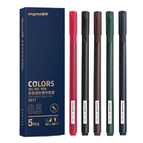 Krujecnt Bunte Schreibstifte Mit Glatter Schrift, 5 Farben Schnelltrocknende Farbstifte, Flüssiges Schreiben, Mehrfarbig Für Journaling, Zeichnen, Kritzeln Und Notizen Krujecnt Bunte Schreibstifte Mit Glatter Schrift, 5 Farben Schnelltrocknende Farbstifte, Flüssiges Schreiben, Mehrfarbig Für Journaling, Zeichnen, Kritzeln Und Notizen von Krujecnt