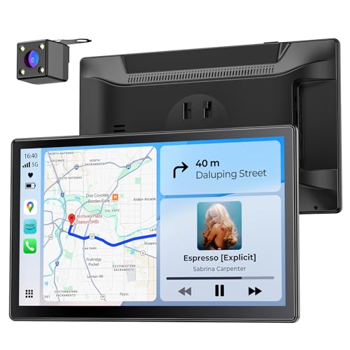 Krunia 9'' Tragbares Autoradio für Apple CarPlay & Android Auto, 60FPS HD Display, Magnetische Halterung, OTA-Updates, Rückfahrkamera, Bluetooth, Sprachsteuerung, GPS-Navigation von Krunia
