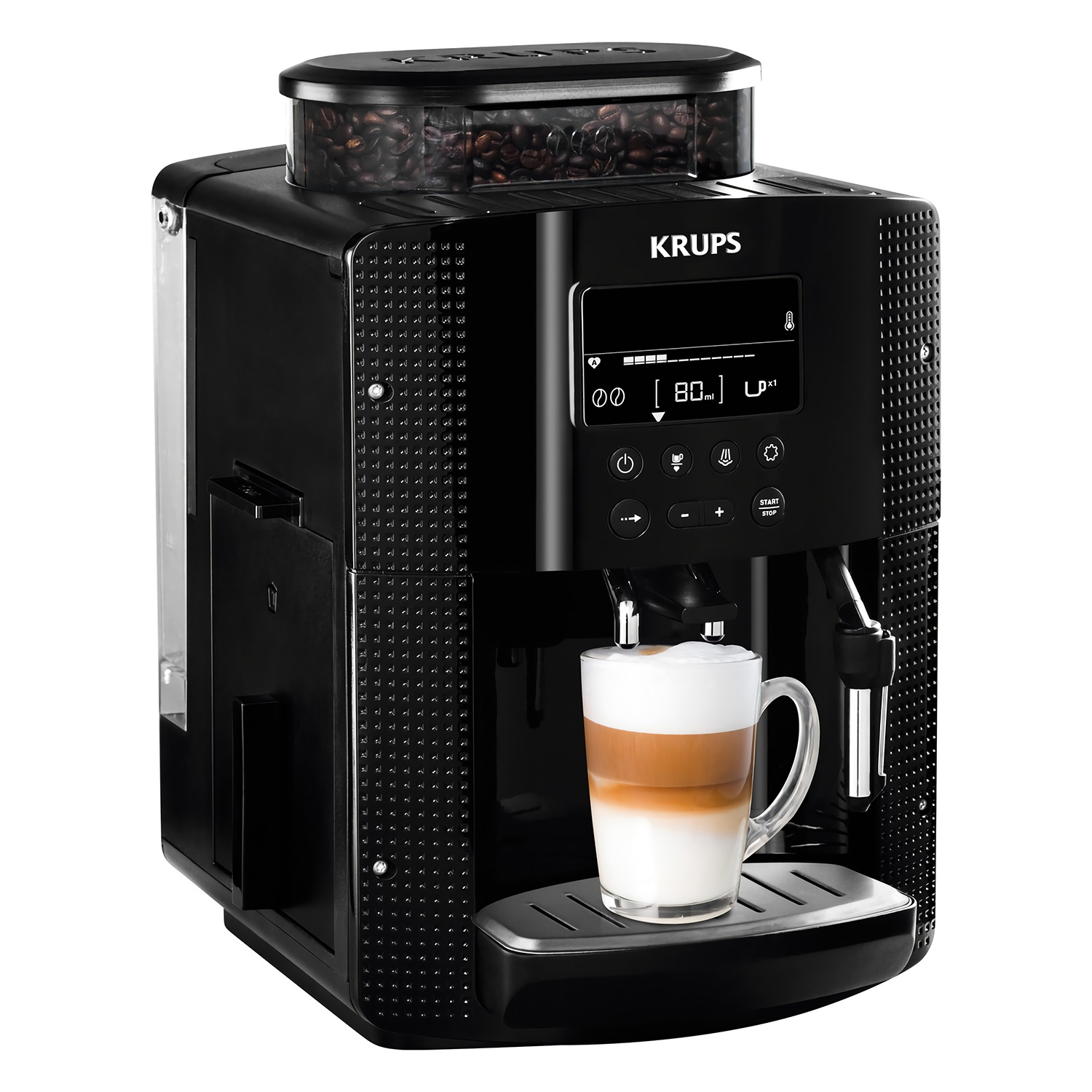 Krups EA8150 | Kaffeevollautomat | f?r Kaffeebohnen und gemahlener Kaffee | eingebautes Mahlwerk | automatische Reinigung | Dampffunktion von Krups
