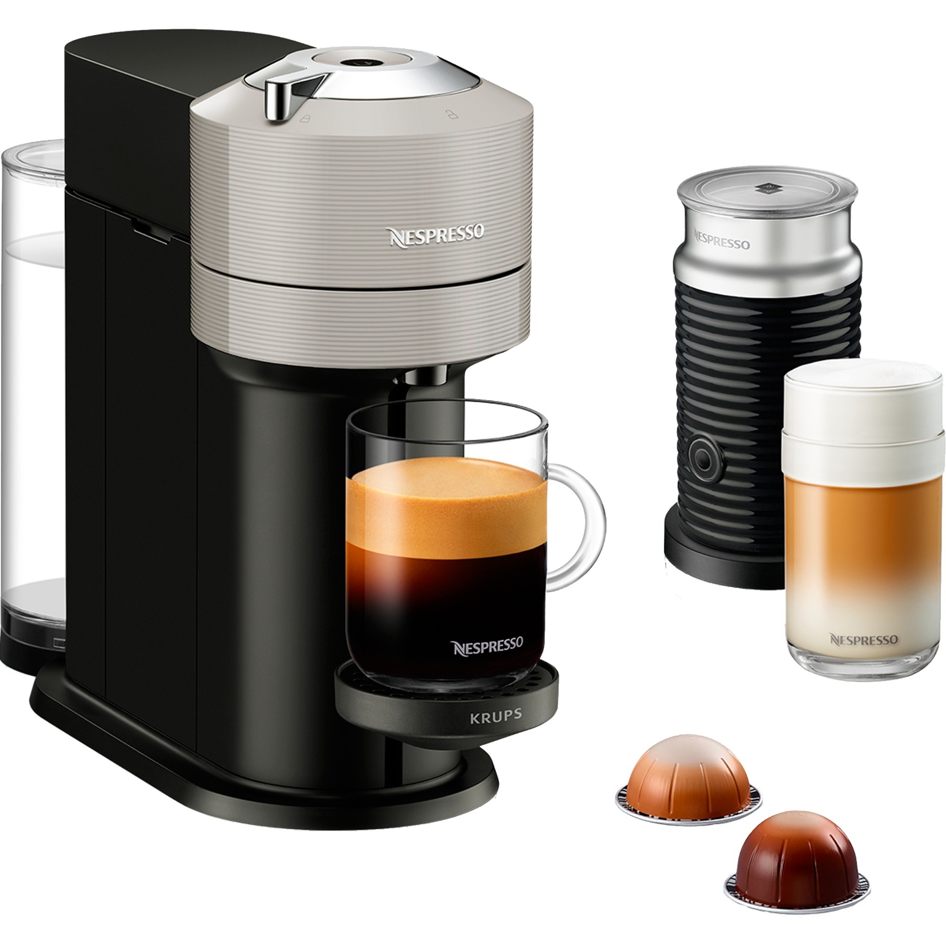 Nespresso Vertuo Next & Aeroccino XN911B, Kapselmaschine von Krups