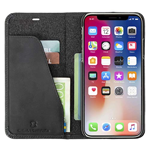 Krusell Apple iPhone XS Max Hülle Bookcase Klapptasche aus Echtleder (Vintage Schwarz) von Krusell