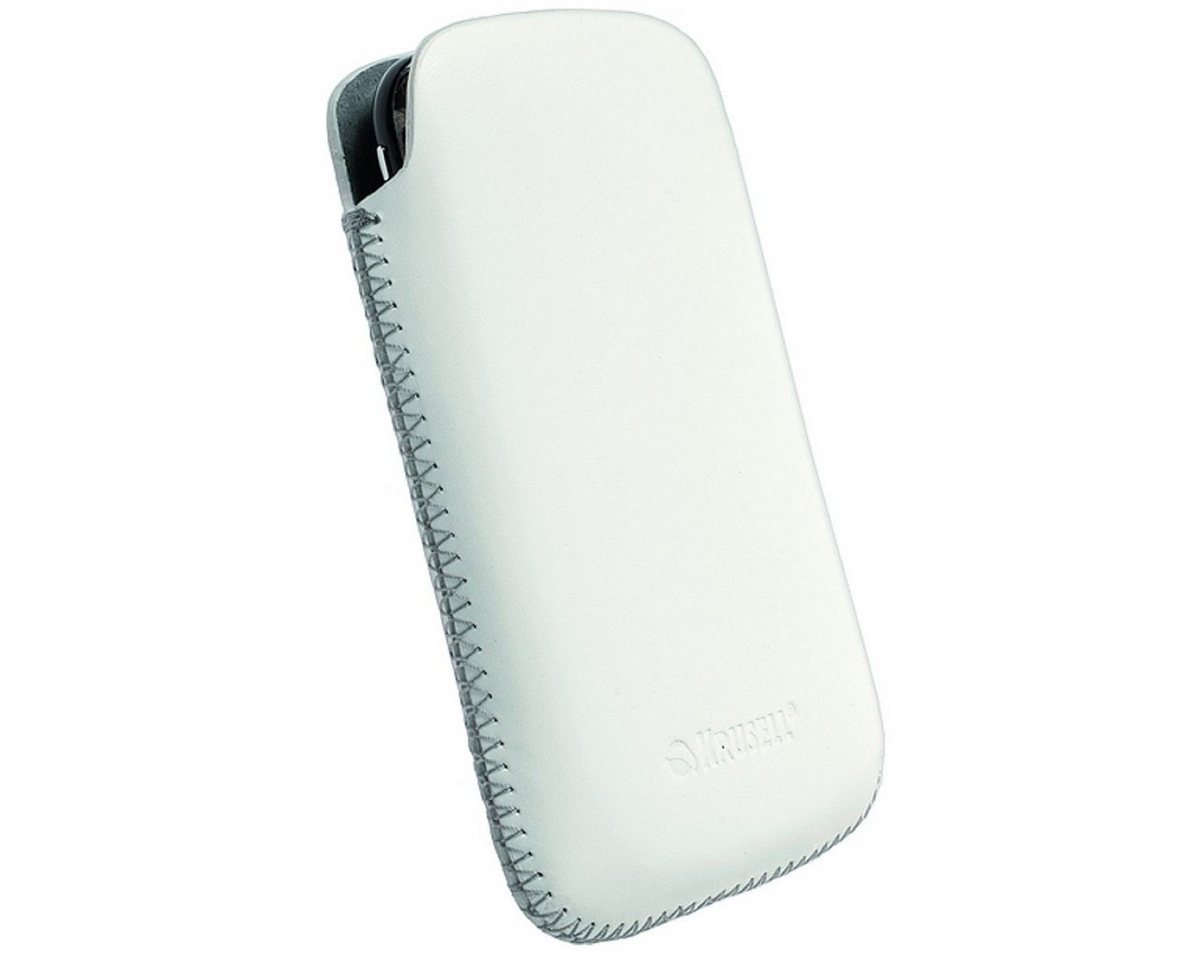 Krusell Handyhülle Donsö L Universal Tasche Pouch Schutz-Hülle Weiß, Sleeve aus Leder für Handy MP3-Player von Krusell