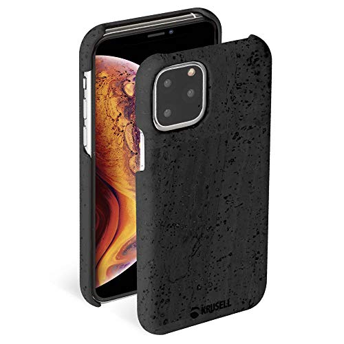 Krusell Hülle geeignet für Apple iPhone 11 Pro 5.8" Kork - Birka - Schwarz Handyhülle Case Cover Ultra-dünn, leicht und aus umweltfreundlichem Kork von Krusell