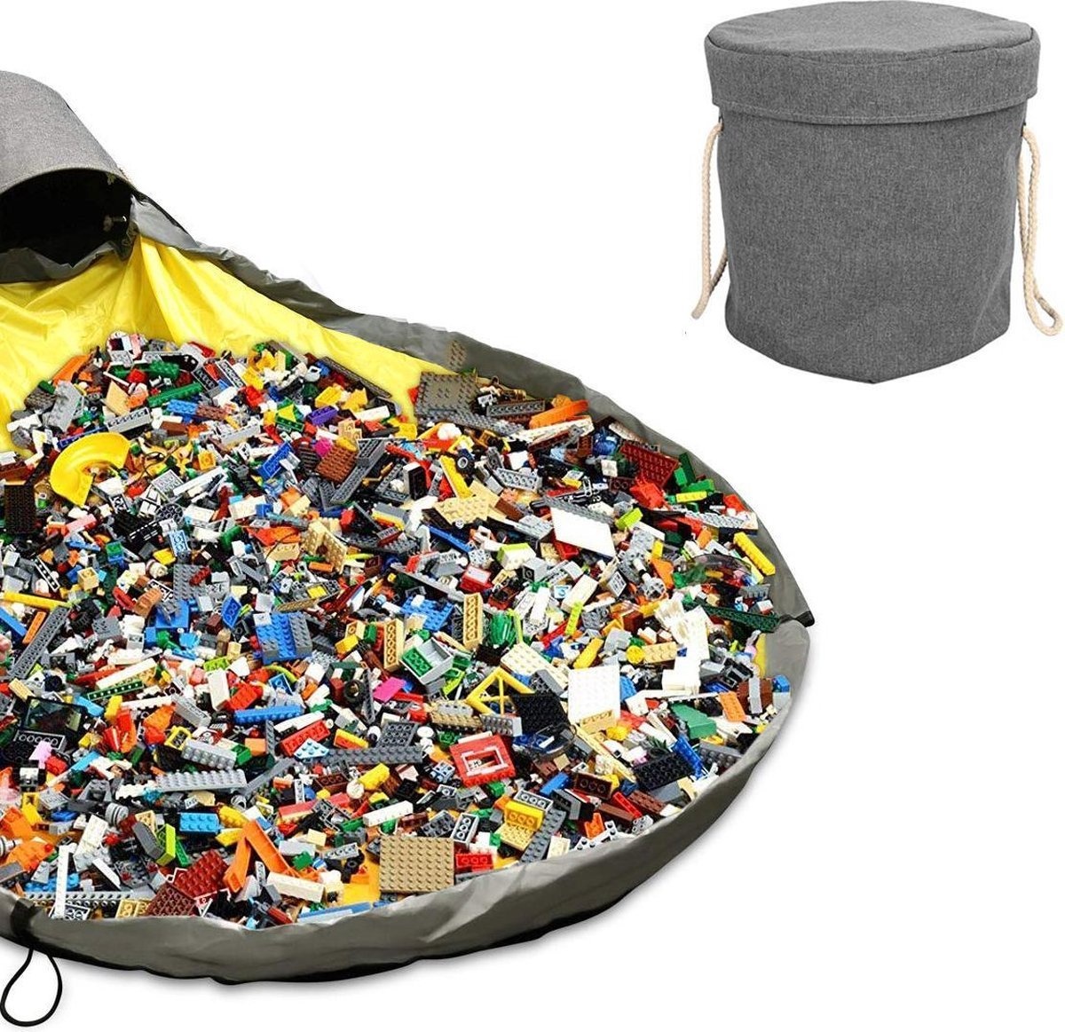 Multifunktionale Aufbewahrungsmatte– Spielzeug-Organizer – Spielmatte – Aufbewahrungskorb für Kinder – Grau-Gelb Multifunktionale Aufbewahrungsmatte– Spielzeug-Organizer – Spielmatte – Aufbewahrungskorb für Kinder – Grau-Gelb von Kruzzel