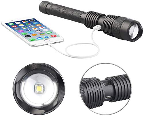 KryoLights Akku Taschenlampe: 2in1-LED-Taschenlampe und Powerbank, 3.600 mAh, 1.000 Lumen, 10 Watt (LED Akku Stablampe, Akku-Taschenlampe mit Powerbank, wasserdichte Taschen) von KryoLights
