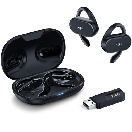 Krysenix Open Ear Headphones, Kopfhörer Wireless Bluetooth 5.3 mit Mikrofon, Open Ear Earbuds mit Multi-Winkel-Einstellung, 36H Long-Lasting Comfort, geeignet für Autofahren Laufen Sport Schwarz von Krysenix