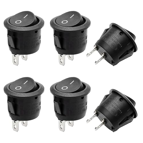 Kryzulax 6 Stück 12V Kippschalter,Kippschalter Rund,Mini 2 Polig Wippschalter,2 Polig EIN/AUS SPST Switch 10 A/125V,6 A/250V,Für Lichtschalter Wohnmobil Auto Motorrad Truck Jeep Off Road Boat Marine Kryzulax 6 Stück 12V Kippschalter,Kippschalter Rund,Mini 2 Polig Wippschalter,2 Polig EIN/AUS SPST Switch 10 A/125V,6 A/250V,Für Lichtschalter Wohnmobil Auto Motorrad Truck Jeep Off Road Boat Marine von Kryzulax