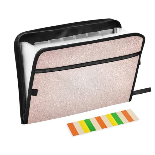 Fächermappe, rosa Streusel, Marmor, Reißverschluss, Akkordeon-Dokumenten-Organizer, 13 Taschen, Briefgröße mit Klebeetiketten, goldene Marmorierung von Ksajwzf