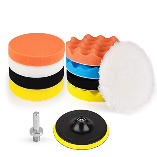 Kshineni 150mm Polierschwämme Pads,11tlg Polierpad Schwämme Pad Polierschwamm Auto Polieraufsatz Akkuschrauber Set für Exzenter Poliermaschine Schleifmaschine Polierpad zum Polieren,Schleifen,Wachsen von Kshineni