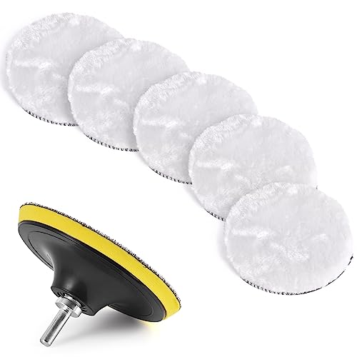 Kshineni 150mm Wolle Polierpads, 7tlg Auto Polierhaube Lammfell Pad Polierpads Wolle Polieraufsatz Akkuschrauber Set für Poliermaschine Schleifmaschine zum Polieren,Schleifen,Wachse Kshineni 150mm Wolle Polierpads, 7tlg Auto Polierhaube Lammfell Pad Polierpads Wolle Polieraufsatz Akkuschrauber Set für Poliermaschine Schleifmaschine zum Polieren,Schleifen,Wachse von Kshineni