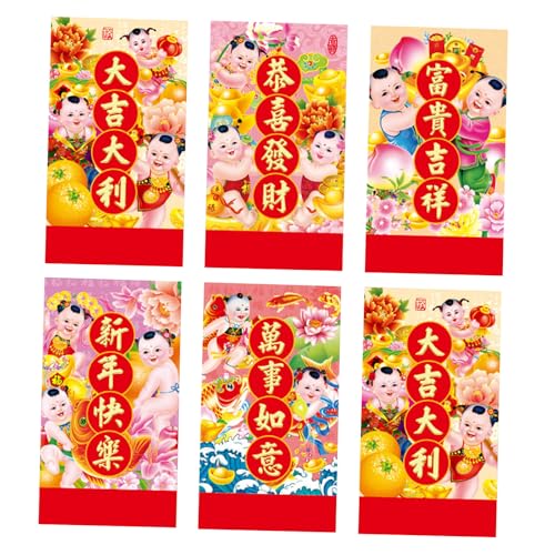 Ksikdeg Briefumschläge für traditionelles Frühlingsfest 2025, Schlangenjahr, Geldpakete, Papiertüte, Hongbao, 6 Stück von Ksikdeg