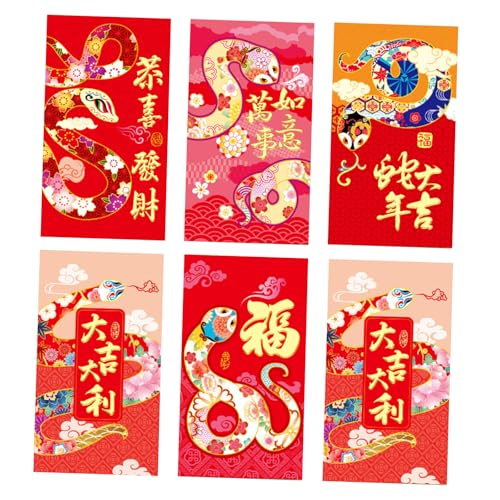 Ksikdeg Briefumschläge für traditionelles Frühlingsfest 2025, Schlangenjahr, Geldpakete, Papiertüte, Hongbao, 6 Stück von Ksikdeg