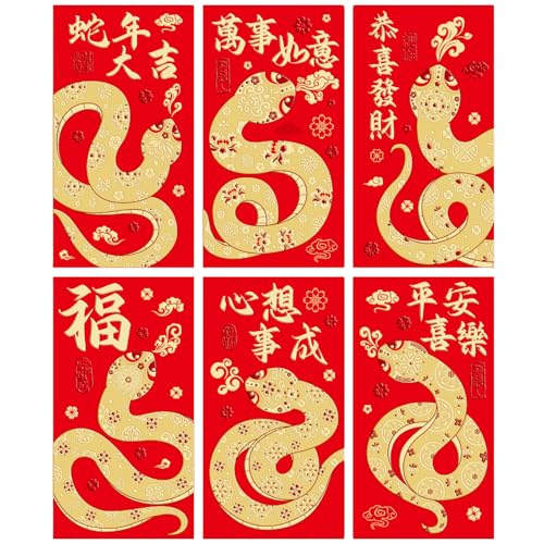 Ksikdeg Briefumschläge zum chinesischen Jahr der Schlange für das chinesische Neujahr 2025, Umschlagkollektion mit Schlange für den Urlaub von Ksikdeg