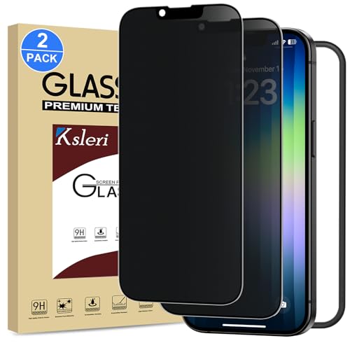 Ksleri [2 Stück Matt Sichtschutz für iPhone 14/ iphone 13 pro/iphone 13 Sichtschutzfolie, 9H blickdicht Anti Spy Panzer matt glas, Privacy Schutzfolie (6,1 Zoll) von Ksleri