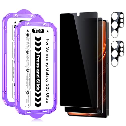 Ksleri 9H Sichtschutz für Samsung Galaxy S25 Ultra für Panzerglas, 2x Sichtschutzfolie + 2x Kameraschutz, 9H Schutzglas S25 Ultra Anti-Spy Privacy Screen Protector 6,8 Zoll von Ksleri