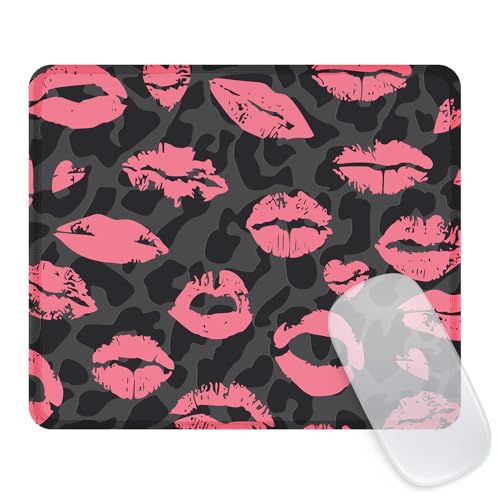 Ksriylm Mauspad,Quadratisches Niedliches Lippen Mouse Pad,für Büro und Zuhause,Mousepad mit Motiv,wasserdichtes Mousepad,rutschfeste Gummiunterseite,Computer-Mauspads für kabellose Maus,Lippe Rosa von Ksriylm