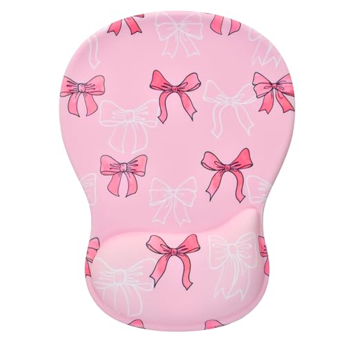 Ksriylm Mauspad mit niedlicher Schleife, Handgelenkstütze, ergonomisches Mauspad mit rutschfester Unterseite für Büro, Gaming, Arbeitscomputer, Schreibtischzubehör, Arbeitsplatz-Organizer, rosa weiße Ksriylm Mauspad mit niedlicher Schleife, Handgelenkstütze, ergonomisches Mauspad mit rutschfester Unterseite für Büro, Gaming, Arbeitscomputer, Schreibtischzubehör, Arbeitsplatz-Organizer, rosa weiße von Ksriylm