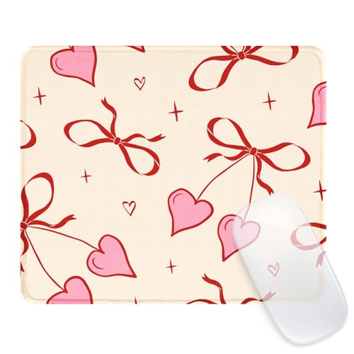 Ksriylm Mauspad,Quadratisches süße Bogen Mouse Pad,FüR BüRo Und Zuhause,Mousepad Mit Motiv,Wasserdichtes Mousepad,rutschfeste Gummiunterseite,Computer-Mauspads FüR Kabellose Maus,Beige von Ksriylm