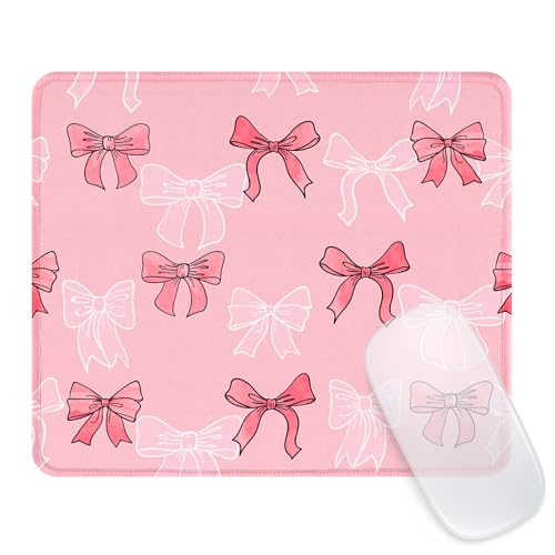 Ksriylm Mauspad,Quadratisches süße Bogen Mouse Pad,FüR BüRo Und Zuhause,Mousepad Mit Motiv,Wasserdichtes Mousepad,rutschfeste Gummiunterseite,Computer-Mauspads FüR Kabellose Maus,Rosa von Ksriylm