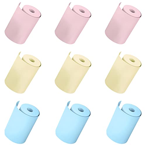 Ksvaye 9 Rollen Thermopapier 57mm x 30mm Selbstklebend Thermodrucker Papier Thermorollen Thermopapierrollen Thermodruckpapier für Mini Drucker Peripage A6 Fotodrucker (Gelb, Pink, Blau) von Ksvaye