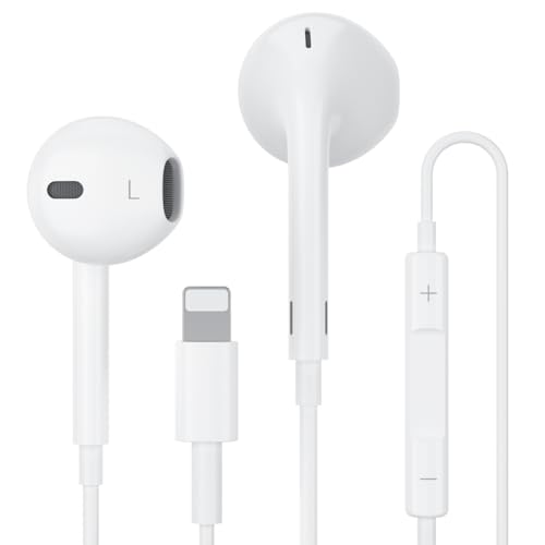 iPhone In-Ear Kopfhörer mit Kabel [MFi Zertifiziert] HiFi Sound mit Mikrofon und Lautstärkeregelung Noise Cancelling Ohrstöpsel für iPhone 14/Plus/Pro/Pro Max/13/12/11/SE/X/XS/8/7 und Alle iOS-Systeme von KuPro