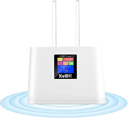 4g LTE Router mit SIM Karte, KuWFi 300Mbps Wireless WLAN Router mit SIM-Steckplatz Für Zuhause/Büro Unterstützt B1/B3/B5/B7/B8/B20, Unterstützt 10-20 WiFi-Benutzer von KuWFi