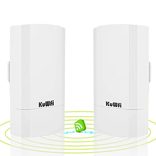 KuWFi 2-Pack 900Mbps Wireless Outdoor-CPE-Kit, Indoor & Outdoor Punkt-zu-Punkt Wireless Bridge/CPE Unterstützt 1KM Übertragungsentfernung Lösung für PTP, PTMP AP + Repeater (Vorabkopplung) von KuWFi