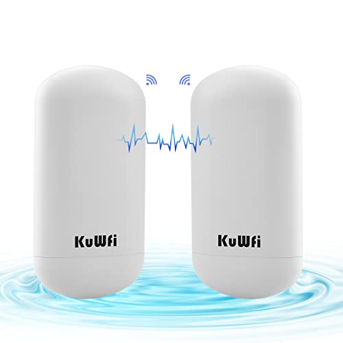 450Mbit/s Outdoor Wireless WLAN Bridge, 2KM Langstrecken Indoor & Outdoor Point to Point Wireless Access Point Repeater für PTP/PTMP, Outdoor WiFi Extender für Starlink, CCTV, IP Kameras, 24V POE von KuWFi