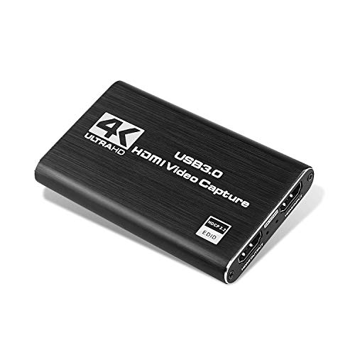 KuWFi 4K/30Hz Eingang 1080P Ausgang External Game Capture Card, HDMI-Aufnahmekarte USB3.0 Treiberfreies Spiel Broadcaster Mikrofon HD Video HD 1080P Aufnahmebox. HDMI-Spiel Videoaufnahmekarte. von KuWFi