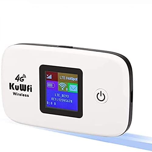 KuWFi Mobiler Router mit SIM-Kartensteckplatz, Entriegelte 150Mbps Auto 4G WiFi Router Reise Router LTE Mobile WiFi Hotspot Unterstützung B1/B3/B7/B8/B20 Bis zu 10 WiFi Benutzer von KuWFi