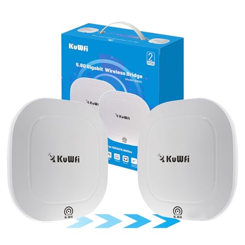 KuWFi N650 externer Zugangspunkt, externer WLAN-Extender 5,8 GHz, 10 km Access Point Wif 900 Mbps, Gigabit-WAN/LAN-Port, 48 V PoE mit 17dBi WLAN-Antenne für Starlink Router/Kamera von KuWFi