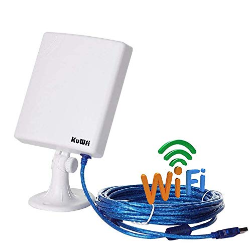 KuWFi WiFi-Netzwerkadapter mit großer Reichweite für den Außenbereich, hohe Verstärkung, 14 dBi-Antenne, 5 m Kabel, kabelloser USB-Adapter, stabiles Signal von außen von KuWFi