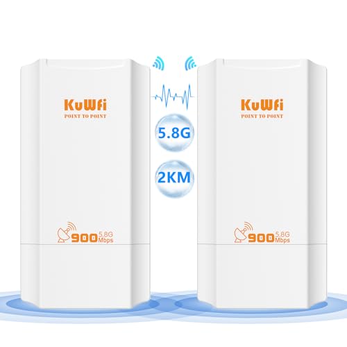 Outdoor Wireless Bridge WLAN Bridge KuWFi 900Mbps Point-to-Point WiFi Bridge Gigabit Dualband WLAN Access Point Repeater Richtfunk WLAN CPE Unterstützt 2KM Übertragungsentfernung Lösung für PTP, PTMP von KuWFi